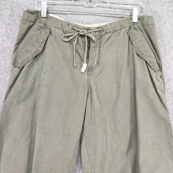 Vintage Abercrombie & Fitch Parchute Pants Wmn M Olive Green Wide Leg Button Fly - Picture 2 of 13